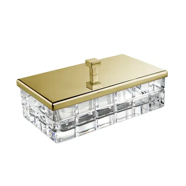 3SC Palace Коробочка универсальная, 23х12,5хh10см, с крышкой, настольная, цвет: прозрачный хрусталь/золото 24к. Lucido