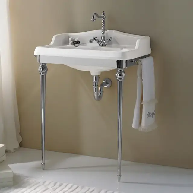 3SC Consolle Консоль Boheme 85х54хh104см, с раковиной LA01, сифоном и полотенцедердателями, напольный, цвет: хром