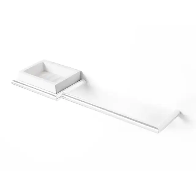 3SC Guy Полотенцедержатель и мыльница 40см., слева, подвесная, композит Solid Surface, цвет: белый матовый/белый матовый