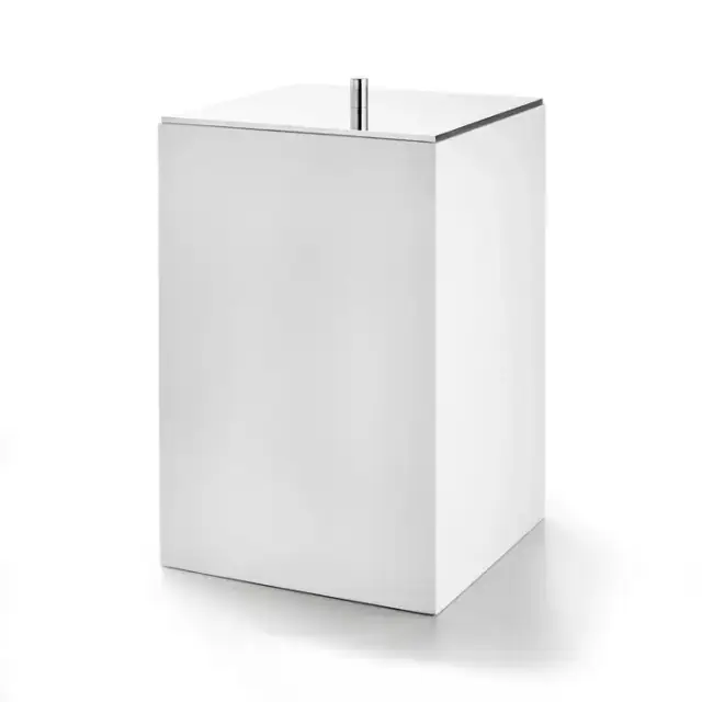 3SC BeMood White Урна с крышкой 20хh32х20 см, цвет: белый/никель сатинированный матовый