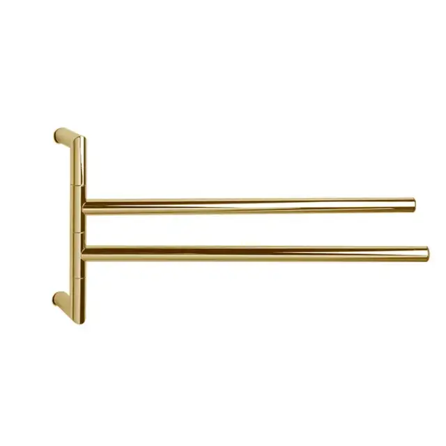 3SC Guy Полотенцедержатель двойной, поворотный, плечо 35см, цвет: золото 24к. Lucido