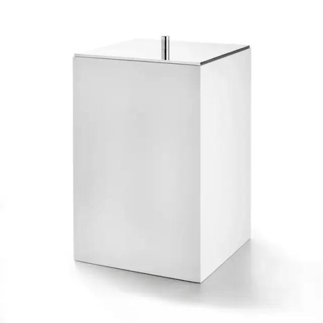 3SC BeMood White Урна с крышкой 20хh32х20 см, цвет: белый/хром