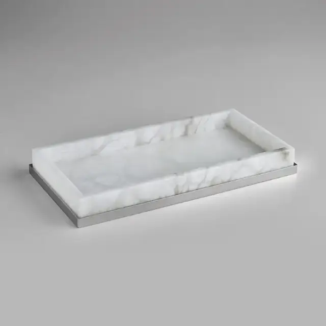 3SC Baster Round Лоток 25.5х2.5х13см., настольный, цвет: алебастр/хром