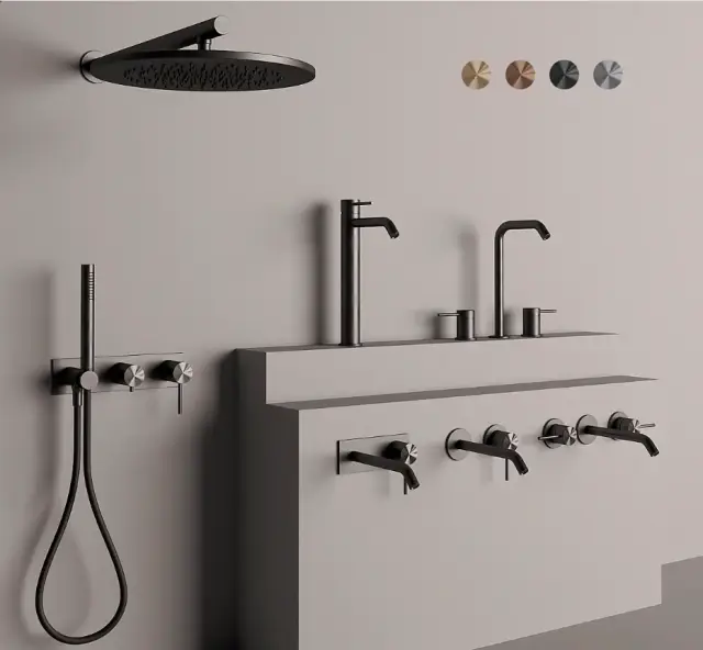 Смеситель для раковины Gessi 316, настенный, встраиваемый, цвет steel Brushed