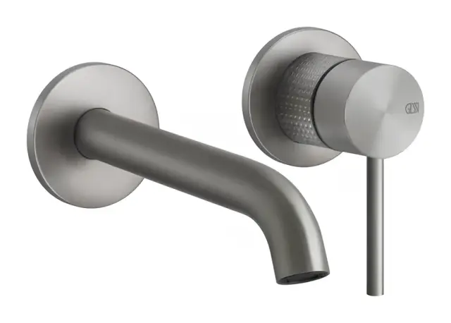 Смеситель для раковины Gessi 316, настенный, длинный излив, встраиваемый, цвет Steel Brushed