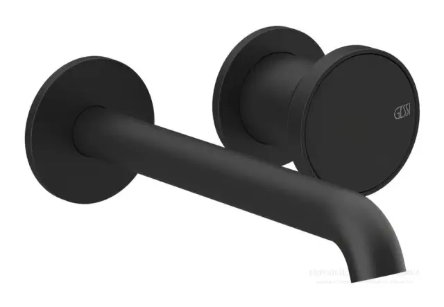 Смеситель для раковины Gessi Origini, настенный, со средним изливом, без донного клапана, цвет Matte Black