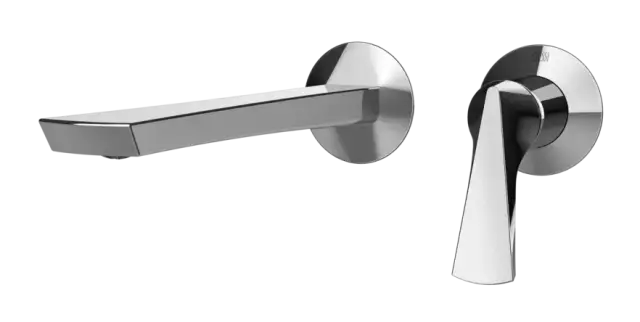 Смеситель для раковины Gessi Ventaglio, настенный, однорычажный, на 2 отверстия, излив 210 мм, встраиваемый, внешняя часть, цвет Chrome