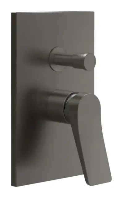 Смеситель для душа Gessi Rilievo, однорычажный, на 2 выхода с переключателем ванна/душ, внешняя часть, Н-220 мм, цвет Black Metal Brushed PVD