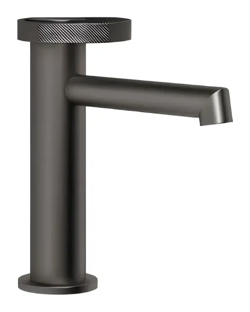 Смеситель для раковины Gessi Anello, низкий, однорычажный, без донного клапана, цвет Black Metal Brushed PVD