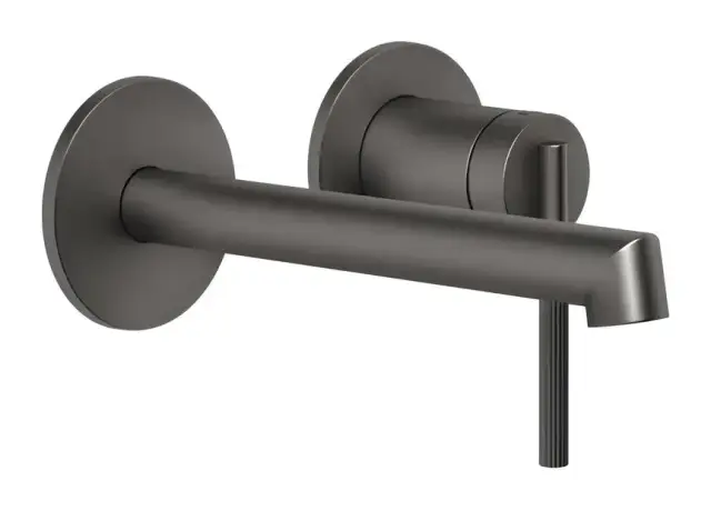 Смеситель для раковины Gessi Ingranaggio, настенный, с коротким изливом, без донного клапана, внешние части, цвет Black Metal Brushed PVD