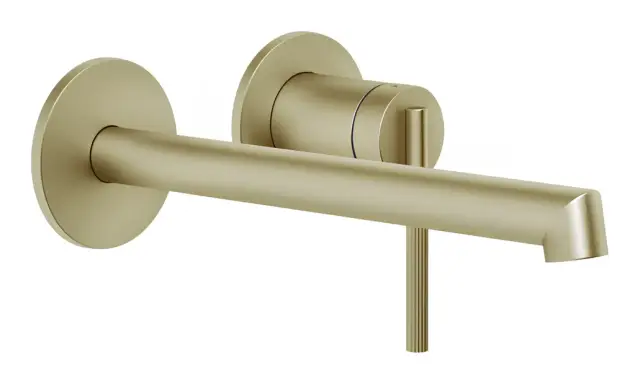 Смеситель для раковины Gessi Ingranaggio, длинный излив, встраиваемый, цвет Brass Brushed PVD