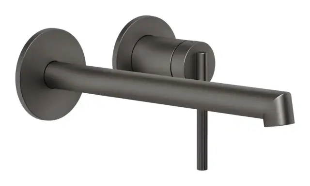 Смеситель для раковины Gessi Ingranaggio, длинный излив, встраиваемый, цвет Black Metal Brushed PVD
