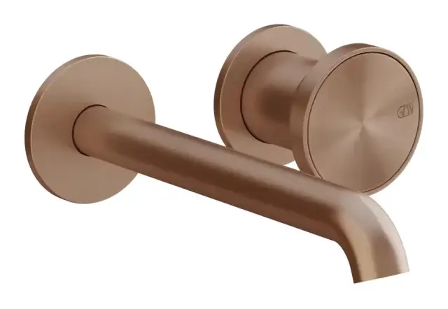 Смеситель для раковины Gessi Origini, настенный, со средним изливом, без донного клапана, цвет Copper Brushed PVD