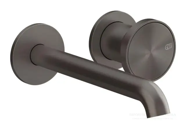 Смеситель для раковины Gessi Origini, настенный, со средним изливом, без донного клапана, цвет Black Brushed Metal PVD