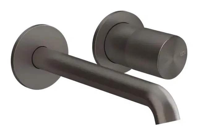 Смеситель для раковины Gessi Habito, встраиваемый, 2 отверстия, настенный, внешняя часть, цвет Black Metal Brushed PVD