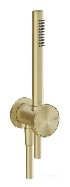 Душевой комплект Gessi Origini, с держателем, выводом воды, лейкой, шлангом, цвет Brushed Brass PVD