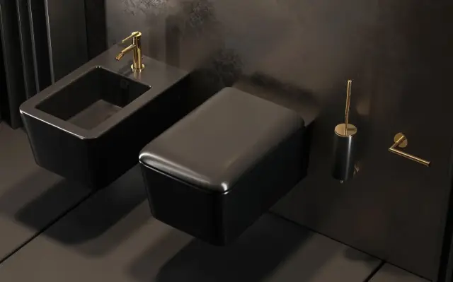 Смеситель для биде Gessi Ingranaggio, с донным клапаном, цвет Warm Bronze PVD