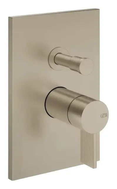 Смеситель для ванны/душа Gessi Inverso, настенный, на 2 выхода, однорычажный, с переключателем ванна/душ, внешняя часть, Н-220 мм, цвет Finox Brushed Nickel