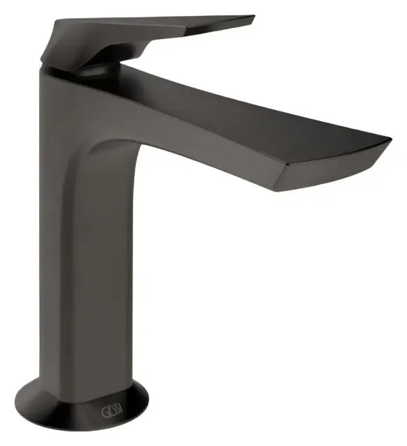 Смеситель для раковины Gessi Ventaglio, с донным клапаном и соединительными шлангами, L-176 мм, цвет чёрный металл шлифованный PVD