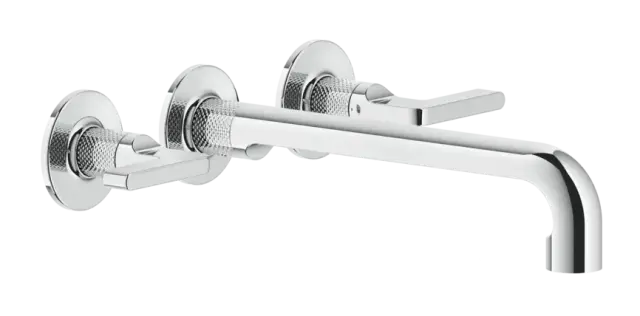 Смеситель для раковины Gessi Inciso, настенный, на 3 отверстия, длинный излив, без донного клапана, встраиваемый, цвет Chrome