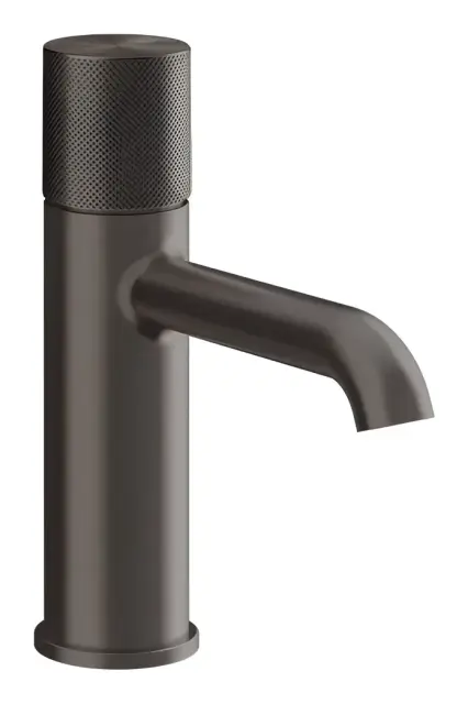 Смеситель для раковины Gessi Habito Diamantato, без донного клапана, с соединительными шлангами, цвет Black Metal Brushed PVD