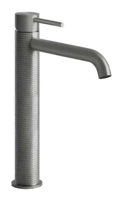 Cмеситель для раковины Gessi316, высокий, c длинным изливом, без донного клапана, цвет Steel Brushed