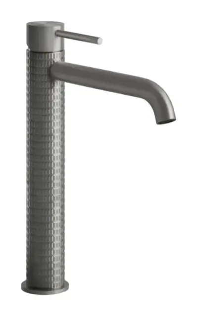 Смеситель для раковины Gessi316, высокий, с длинным изливом, без донного клапана, цвет Steel Brushed