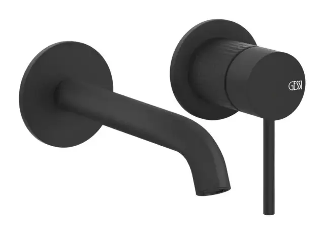 Cмеситель для раковины Gessi316, встраиваемый, настенный, с длинным изливом, без донного клапана, внешние части, цвет Matte Black
