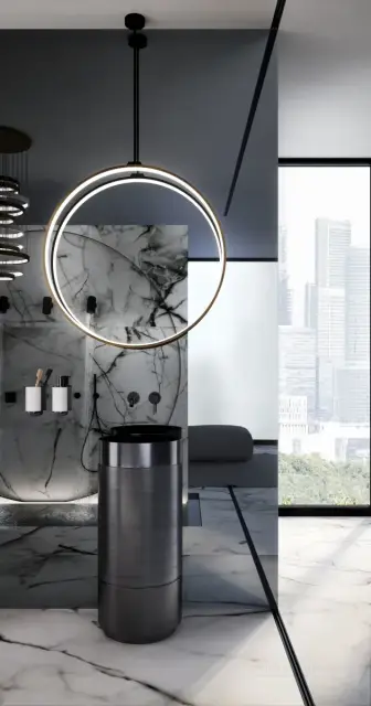 Смеситель для раковины Gessi 316 Cesello, настенный, с длинным изливом, встраиваемый, цвет Matte Black