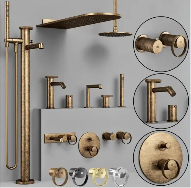 Верхний душ Gessi Anello, потолочный, ⌀250 мм, цвет Antique Brass