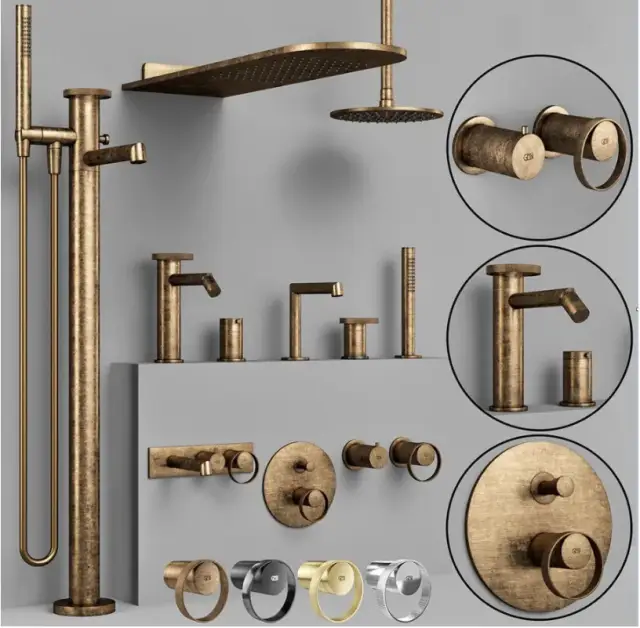 Верхний душ Gessi Anello, потолочный, ⌀250 мм, цвет Warm Bronze Brushed PVD