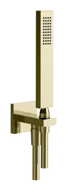 Ручной душ Gessi Rettangolo К, с шланговым подсоединением и держателем, цвет Brass PVD