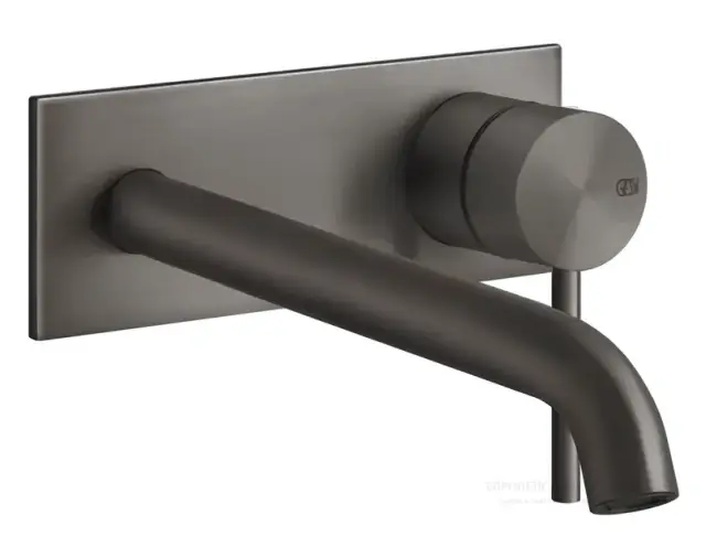 Смеситель для раковины Gessi316 Flessa, с декоративной планкой, встраиваемый, с длинным изливом, внешняя часть, цвет Black Metal Brushed PVD