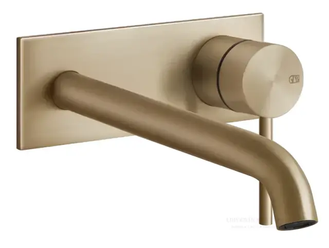 Смеситель для раковины Gessi316 Flessa с декоративной планкой, встраиваемый, с длинным изливом, внешняя часть, цвет Warm Bronze Brushed PVD