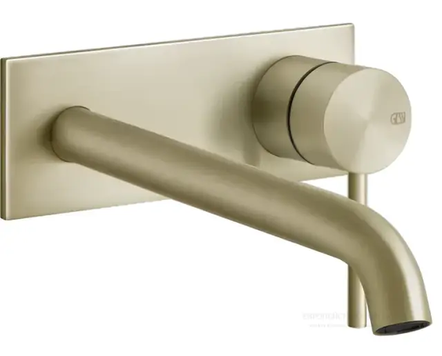 Смеситель для раковины Gessi316 Flessa, с декоративной планкой, встраиваемый, с длинным изливом, внешняя часть, цвет Brass Brushed PVD