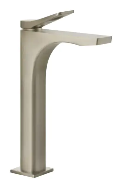 Смеситель для раковины Gessi Rilievo, высокий, с соединительными шлангами, без донного клапана, длина излива 199 мм, цвет Finox Brushed Nickel