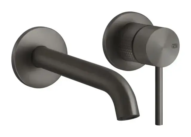 Смеситель для раковины Gessi316, настенный, со средним изливом, без донного клапана, внешние части, цвет Black Metal Brushed PVD