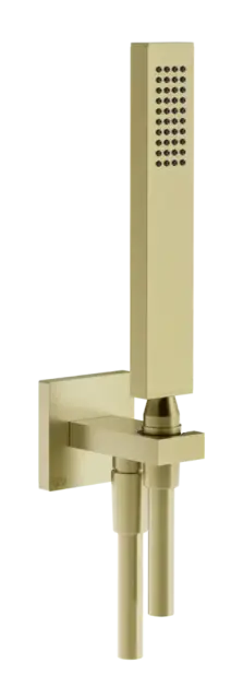 Ручной душ Gessi Rettangolo К, с шланговым подсоединением и держателем, цвет Brushed Brass PVD