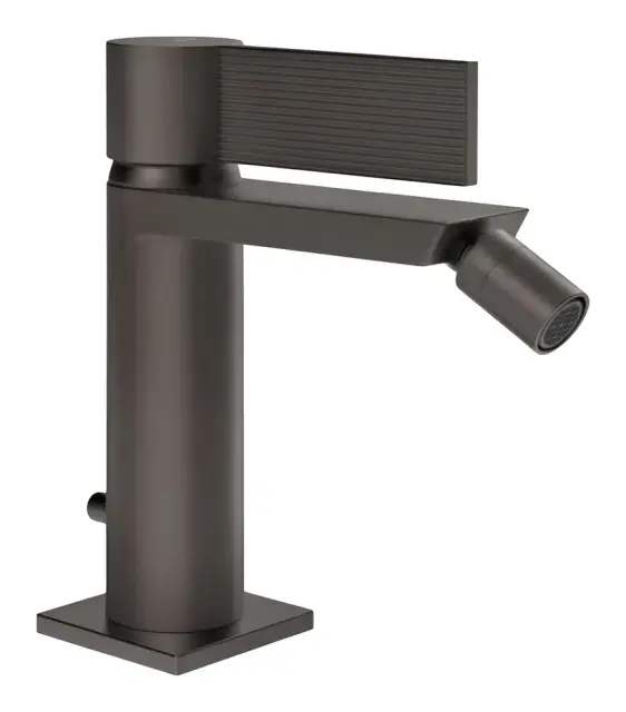 Смеситель для биде Gessi Inverso, однорычажный, с аэратором, донным клапаном, соединительными шлангами, Н-156 мм, цвет чёрный металл шлифованный PVD