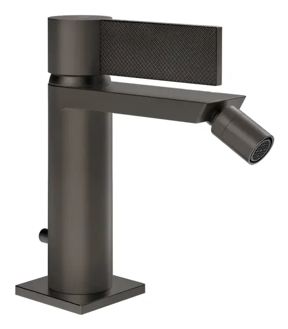 Смеситель для биде Gessi Inverso Diamantato, с донным клапаном и соединительными шлангами, цвет Black Metal Br. PVD