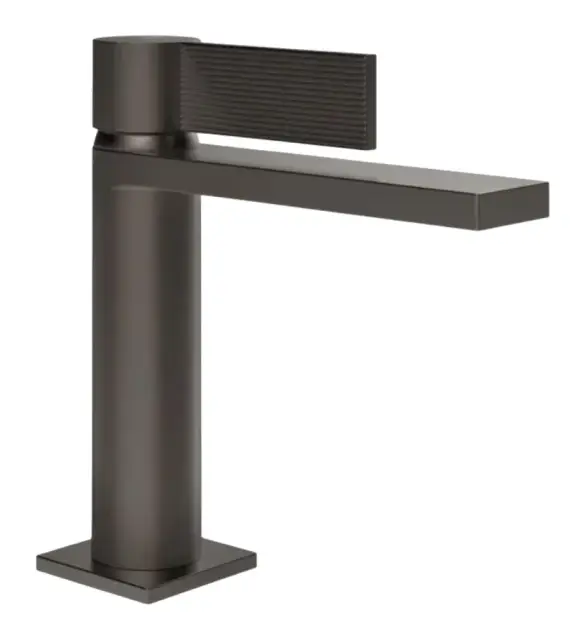 Смеситель для раковины Gessi Inverso, однорычажный, с донным клапаном и соединительными шлангами, Н-178 мм, цвет чёрный металл шлифованный PVD
