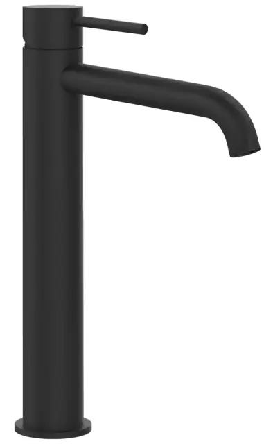 Смеситель для раковины Gessi316 Flessa, высокий, с длинным изливом, без донного клапана, цвет Matte Black