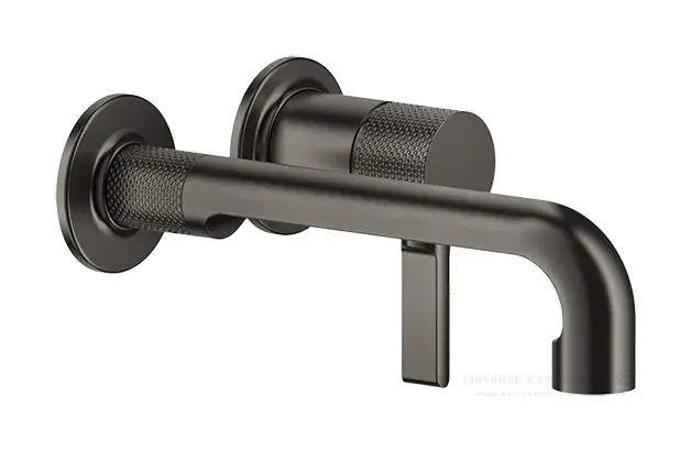 Смеситель для раковины Gessi Inciso, настенный, короткий излив, без донного клапана, встраиваемый, цвет Black Metal PVD
