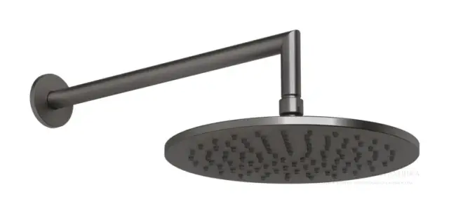 Верхний душ Gessi Anello, Ø250 мм, шарнирный с настенным держателем, цвет Black Metal Brushed PVD