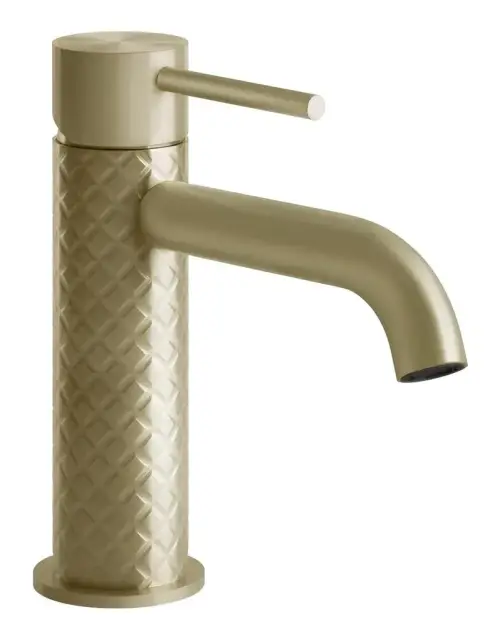 Смеситель для раковины Gessi316, однорычажный, без донного клапана, цвет Brass Brushed PVD