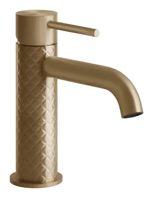 Смеситель для раковины Gessi316, однорычажный, без донного клапан, цвет Warm Bronze Brushed PVD