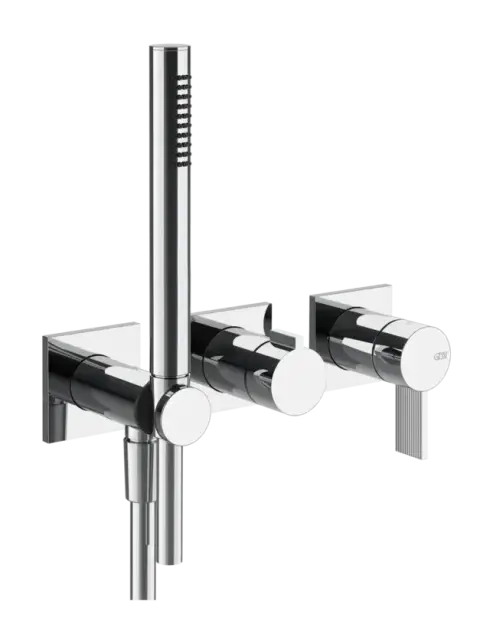 Cмеситель для душа Gessi Inverso, встраиваемый, настенный, на 2 выхода, с переключателем и ручным душем, внешняя часть, цвет Chrome