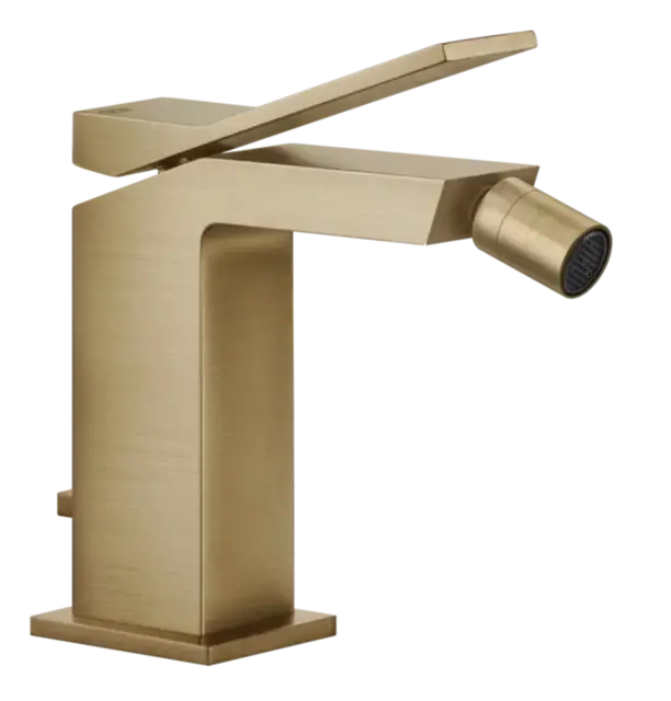 Смеситель для биде Gessi Rettangolo K, однорычажный, с донным клапаном, цвет Warm Bronze Brushed PVD