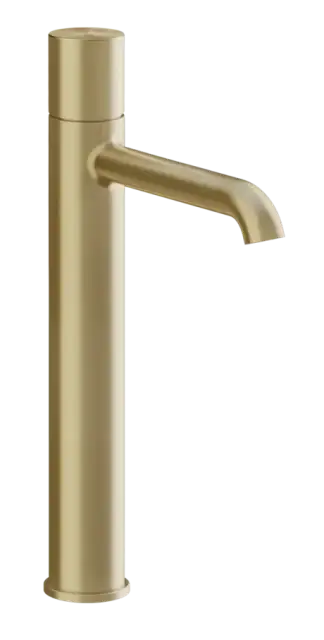 Cмеситель для раковины Gessi Habito, высокий, без донного клапана, с соединительными шлангами, цвет Brushed Brass PVD