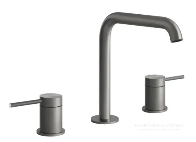 Смеситель для раковины Gessi316 Flessa, на 3 отверстия, средний, без донного клапана, цвет Steel Brushed